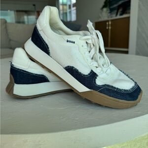Zara White and Blue Denim Sneakers
